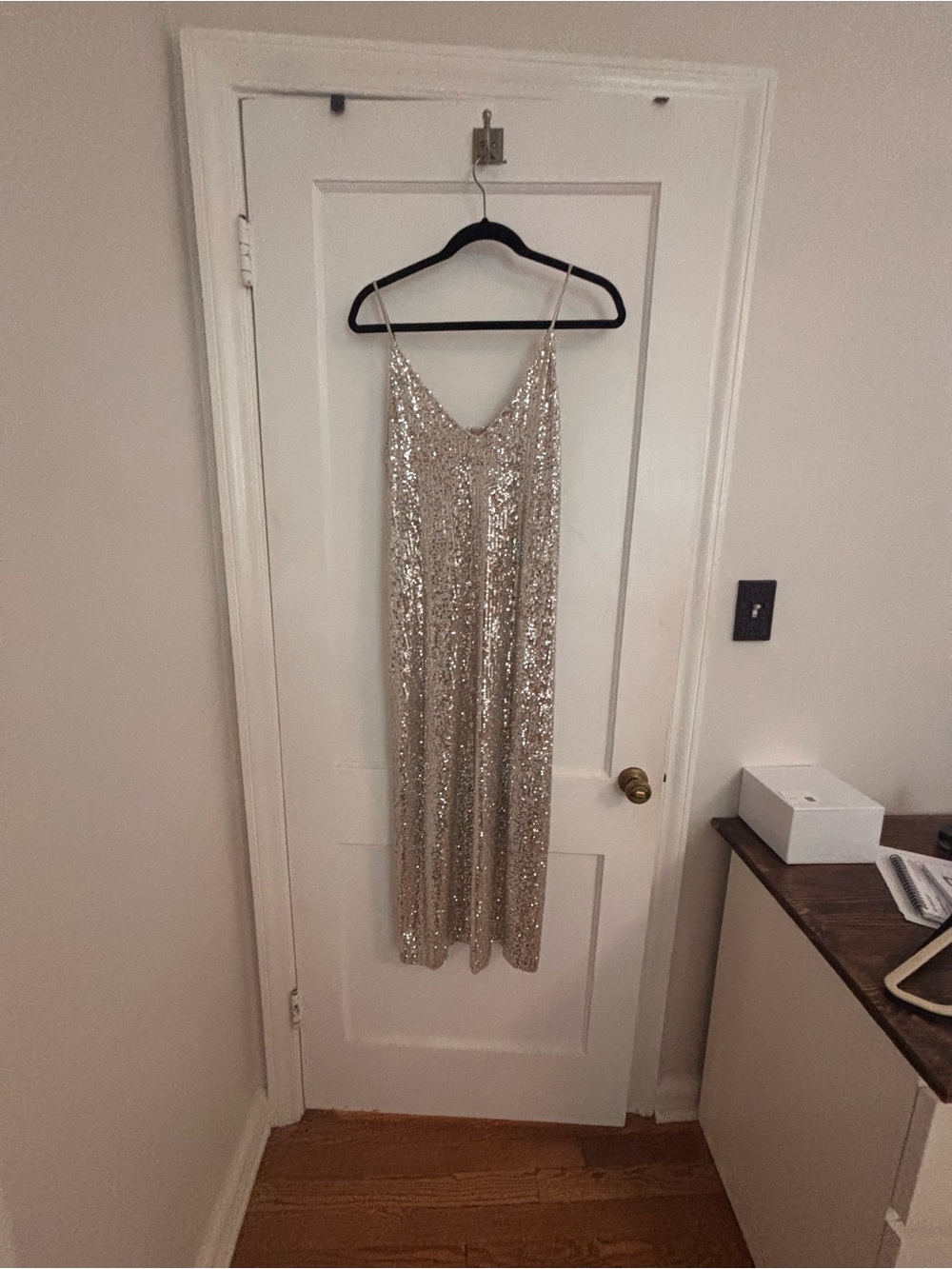 Fifteen Twenty Champagne Sequin Slip Maxi Dress XS